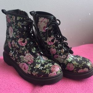 Floral combat boots